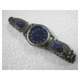 Sterling Silver Lapis Watch Hallmarked L.H