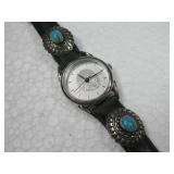 Sterling Silver Turquoise Concho Watch