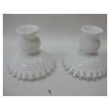 Pair Fenton Glass Candle Stick Holders 4" Tall