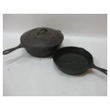10" Cast Iron Pan W/Lid & 8" Cast Iron Fry Pan 10" Cast Iron Pan W/Lid & 8" Cast Iron Fry Pan