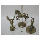 Three Assorted Brass Decor Tallest Is 8" Three Assorted Brass Decor Tallest Is 8"