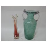 Pair Blown Glass Vases Tallest 12" Pair Blown Glass Vases Tallest 12"
