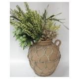 12"x 13" Clay Pot Vase W/Faux Flowers