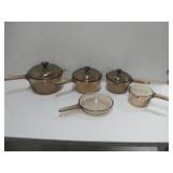 Assorted Vision Glassware Pots & Pans W/Lids Shown