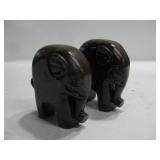 Pair 6" Resin Elephant Statues Some Paint Loss