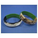 Two Buffalo Horn Enameled Bangles