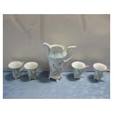Hand Painted Nippon Ware Pitcher & Four Cups