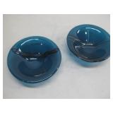 Two Custom Glass Blown Dishes