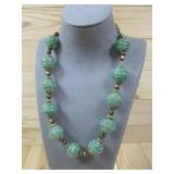 Vtg Glass & Beaded Statement Necklace