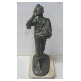 Vtg Bronze Newspaper Boy Statue On Stone 12'