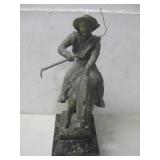 Vtg Bronze Gaucho Cowboy W/Bronco Statue See