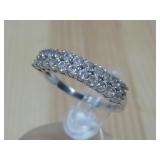 S.S. Sun Double Row CZ Ring Hallmarked