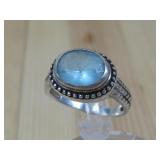 S.S. Blue Gemstone Ring Hallmarked See Info