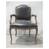 Vtg Wooden Leather Seat Chair 24.5' x 21' x 39'