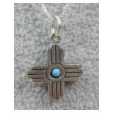 24' S.S. Zia Sun Chain Necklace Hallmarked