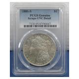 Silver Morgan Dollar 1881-S  PCGS Graded