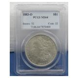 Silver Morgan Dollar 1883-O PCGS Graded