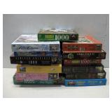 Box Of Thirteen Assorted Large Jigsaw Puzzles