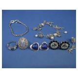 Vtg Sterling Silver Rings Earrings & Bracelets See