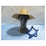 Adjustable Dog Harness Sz Medium & Straw Hat See