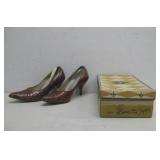 Vtg Japanese Brown Snakeskin High Heels Size 6.5'