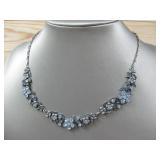 Floral Rhinestone Silvertone Necklace