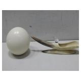 Ostrich Egg & Carved Horn Decor