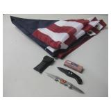 American Flag 33.5' X 60' & Pocket Knives