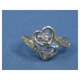 Sterling Silver Diamond Heart Ring