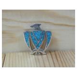 S.S. Turquoise Chip Eagle Pendant Hallmarked