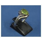 S.S. & 10k Gold Peridot Ring Hallmarked
