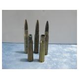 Five De Milled 50 Cal Ammo Rounds