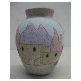 Handpainted Pottery Vase 7' Tall
