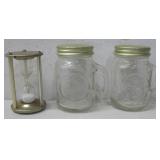 Vtg Brass & Glass Sand Timer W/Golden Harvest See