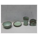 Four Frankoma Pottery Wagon Wheel Prairie See Info