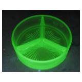 Uranium Glass Three-Section Bowl
