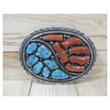 Navajo Spencer S.S Turq Coral Belt Buckle Hallmark