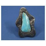 Vtg S.S. N/A Polychrome Turq. Ring Tested See Info
