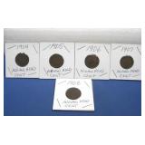 Five Consecutive Indian Head Cents See Info