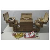 Vtg Wooden Sewing Supply Box W/ Thread & More See