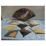 Eight Assorted Vtg Folding Fans