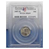 Graded 2007-D 10 Cent PCGS MS69