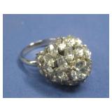 Vtg Silvertone Cluster Style Cocktail Ring