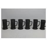 Six Indiana Glass Black Tavern Steins