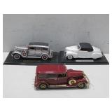 Three Die Cast /Model Classic Cars 13.5'