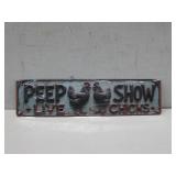 NIP Peep Show Live Chicks Tin Sign 16' x 4'