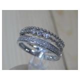 14K White Gold Diamond Tested Stackable Ring See;