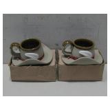 NIB Pair Of Matching Cowboy Hat Pottery Coffee See