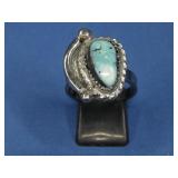 S.S. SW Polychrome Turquoise Ring Hallmarked