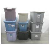 Nine Assorted Storage Bins W/Lids